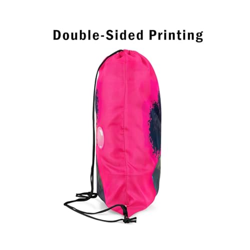 Image of jejeloiu Cool Black Drawstring Backpack 13x15.7inch African American Waterproof Gym Drawstring Bags Pink Sports String Backpack Beach Swim Travel Bag Sackpack(No Glitter)