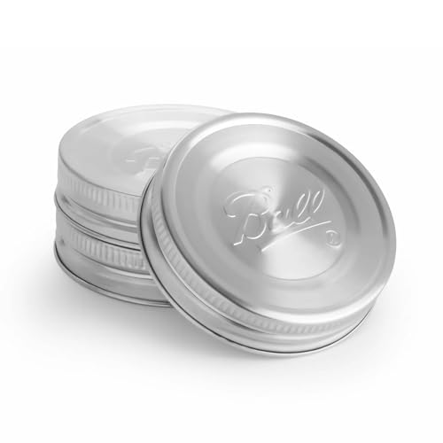 Ball Reusable Mason Jar Lids, Stainless Steel Storage Lids with Silicone Gaskets for an Airtight Seal, Regular Mouth, One Pack of 3, Silver