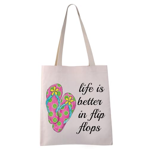 Bolsa Tote VAMSII Life is Better in Flip Flops para mujer miniatura 1