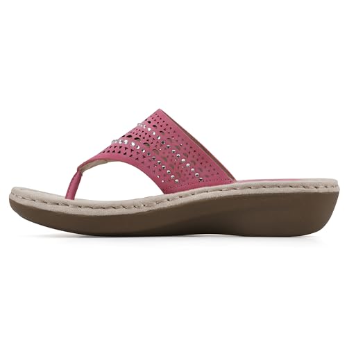 Image of CLIFFS BY WHITE MOUNTAIN Women's Comate Rhinestoned Mini Wedge Flip Flop Sandal