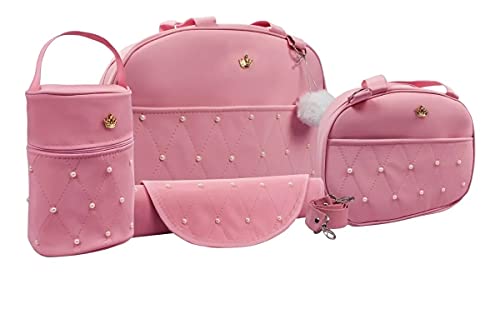 Kit Bolsas de Maternidade 4 Peças Rosa Bebe PÉROLA Impermeável