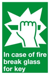 in CASE of FIRE Break The Glass for Key PVC Waterproof Metallic Matte Finishing Sticker Safety Sign Signature (Factory Sign)
