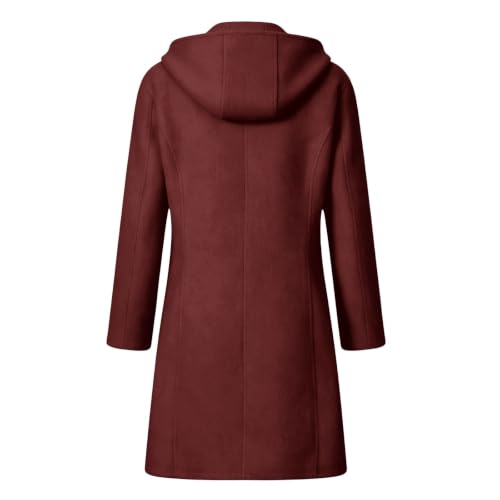 Pea Coats For Women Long Hooded Jacket Long Sleeve Trench Coat Outerwear - image 5