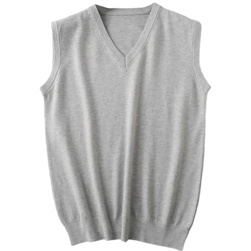 Gilet en tricot sans manches homme col V couleur unie pour un look printanier décontracté chic