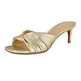 Hauteur du talon : 5,7 cm Calvin Klein Sandales à talons Imeena pour femme, Cuir doré 710, 41 EU