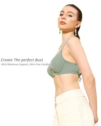 Image of Leading Lady Women Printed Lightly Padded Non Wired Seamless T-Shirt Bras | Adjustable Straps | Full Coverage | Everyday Bra (Pack of 1)