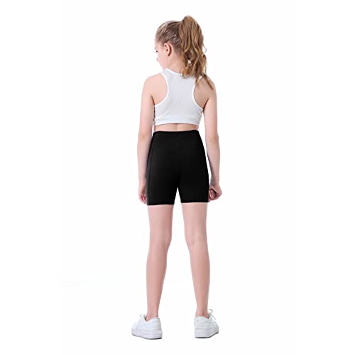 Girls Biker Shorts Kids Yoga Shorts High Waisted Spandex Athletic Running Volleyball Shorts with Pockets2