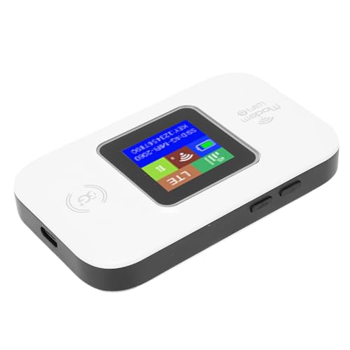 Image of CHICIRIS 4G WiFi Hotspot, 300Mbps Dual SIM Card Slot Portable Travel Router with Color LED Display, 12H Battery Life for Smartphones Tablets Laptops (White)