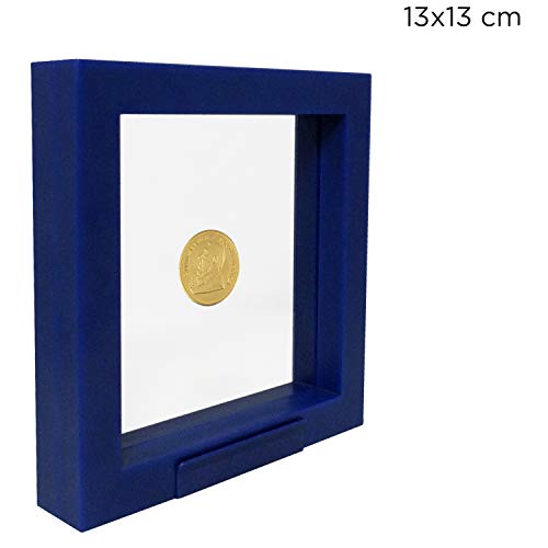 Preisvergleich Produktbild SAFE 4501 Schweberahmen blau 13x13 cm - Münzrahmen - Objekt Bilderrahmen - Münzständer 3D Rahmen für Ihre Münzen Coin Collection