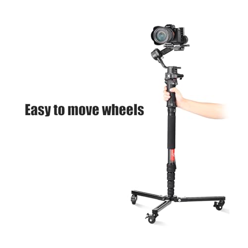 Image of SUNWAY T1A20R Monopod Dolly with Rubber Wheels, 110.2 lb / 50 kg Load Capacity for Dynamic Shooting, Live Stream & Outdoor Vlog