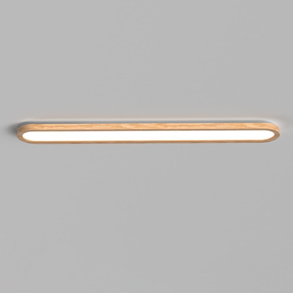 Long LED Bathroom Rectangular Flush Mount Wood Ceiling Light Bar Mid Century Vintage Rustic Farmhouse Light Fixture For Kitchen Foyer Corridor Staircase