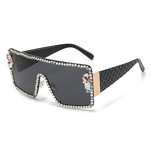 helena Fashion Oversized Sunglasses for Women Rhinestone Trendy Square Siamese One Piece Sun Glasses2