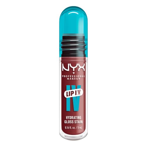 NYX Lip Gloss Professional Makeup Lip IV Lip Stain 1-Swipe Vitamin-Infused Longwear Color Hydrating Gloss Up to 12HR Hydration High Pigment Wet Shine Finish Vegan Korean Makeup Drippin In Rose