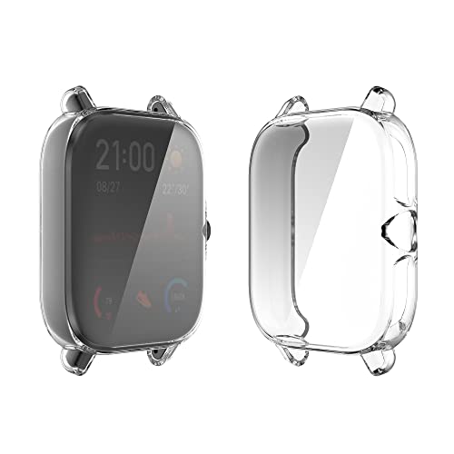 RICHONE Compatible with Amazfit GTS 3 Screen Protector Case, All-Around Soft TPU Cover Shockproof Bumper Frame Accessories (GTS 3, Clear)