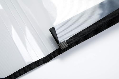 SPS File Folder, Transparent Poly-Plastic for A4/Foolscap Documents | Snap Button File Storage Bag | Set of 5 (Black)