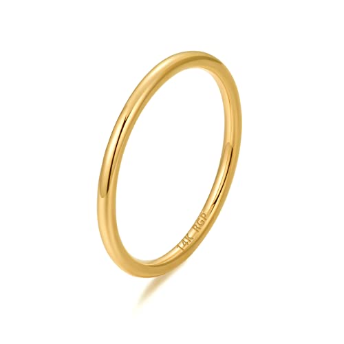 Image of NOKMIT 1mm 14K Gold Filled Rings for Women Girls Thin Gold Ring Dainty Cute Stacking Stackable Thumb Pinky Band Non Tarnish Comfort Fit Size 4 to 11 1PC /2PCS /3PCS