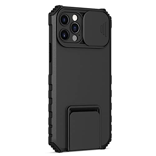 Image of ShieldTech Back Cover Case for Apple iPhone 13 Pro | Sliding Camera Shield | Stereoscopic Stand | Shockproof 360 Protection | PC + TPU Hybrid Mobile Phone Case Cover for iPhone 13 Pro | Black