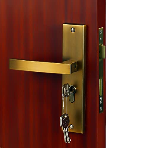 Image of BLUE SPACE Premium 8 Inch Cylindrical Plate Heavy Duty Key Lock - Main Door Lock Set with 3 Keys /Mortise Door Lock for Home /Office /Hotel (MG308, Antique)