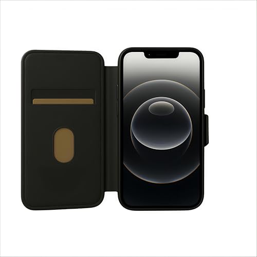 Image of Premium Vegan Leather Phone Cover with Card Slot - Slim, Durable, Privacy Protection, Kickstand Function, Elegant Flip Wallet Cases Compatible for iPhone 16e (Black)