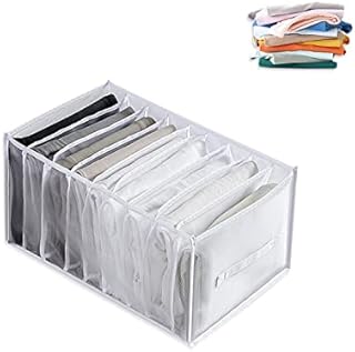 1 Pack Closet Drawer Organisers, 9 Grids Jeans Storage Box with Compartments, Foldable Drawer Divider for Baby Clothes, Leggings, T-shirt, Jeans