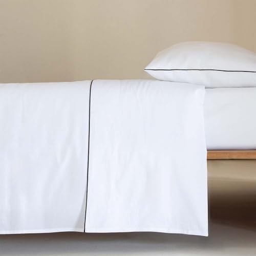 COTTON ARTean Juego sábanas Cama 150 Satén algodón 300 Hilos Filo Blanco