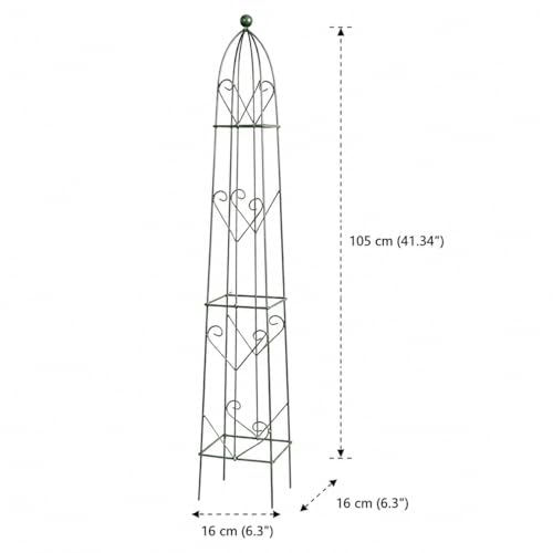 Support vertical pour fleurs en colonne de fer obélisque vert haricot vieilli extérieur - 4