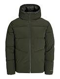 Jack&Jones Plus - Chaqueta acolchada juvenil con capucha y cordón de manga larga