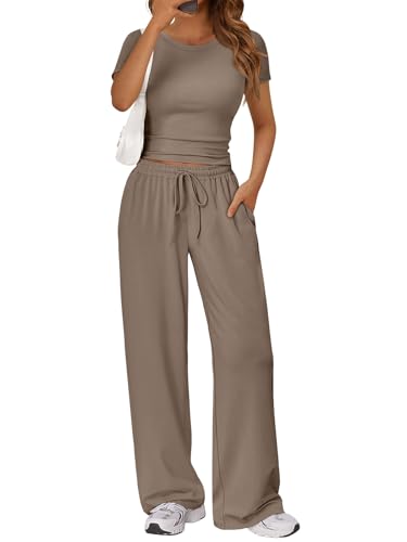 Trendy Queen Womens 2 Two Piece Set 2026 Summer Workout Vacation Gym Clothes Spring Fashion Lounge Matching Airport Travel Outfit Resort Wear Fitness Athleisure Clothing - view 1