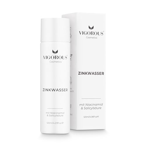 VIGOROUS® Zink Gesichtswasser 120ml anti Pickel Gesichtsreinigung Männer & Frauen- Salicylsäure & Niacinamide face cleanser gegen unreine Haut Gesicht - Vegan gegen Pickel im Gesicht & hormonelle Akne
