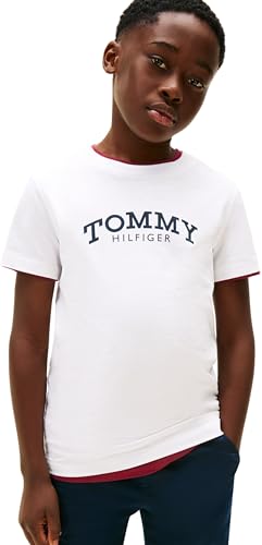 Tommy Hilfiger Jungen Monotype Print Graphic Kb0kb10051 S/S T-Shirt, White (White), 16 Jahre