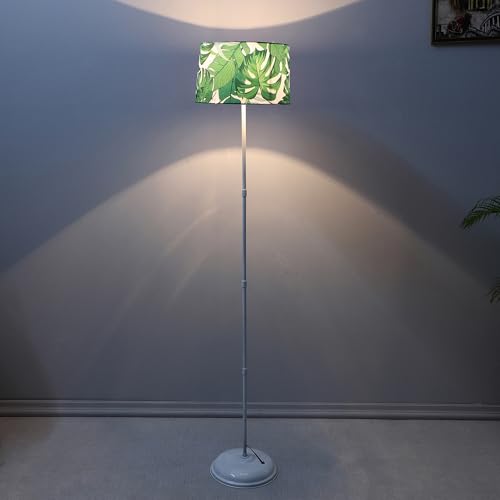 Image of tu casa White Metal-Iron Base Foldable Floor Lamps with Palm Print & Satin Shade for Bedroom, Living Room, Lounge, Office Area, Gifting Without Bulb for Home Decoration (Height - 57 inch)