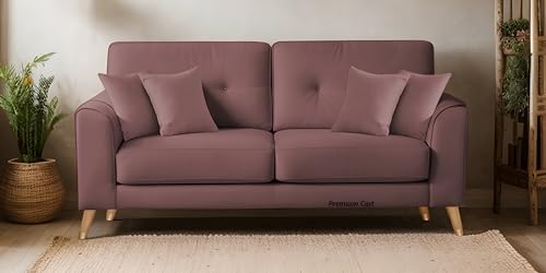 Image of Velvet Contemperory Sofa with Cushion Chaise Lounge Sectional Sofa Perfect for Living Room & Bedroom Guests Home & Office (Velevt Wine Colour, Three Seater)