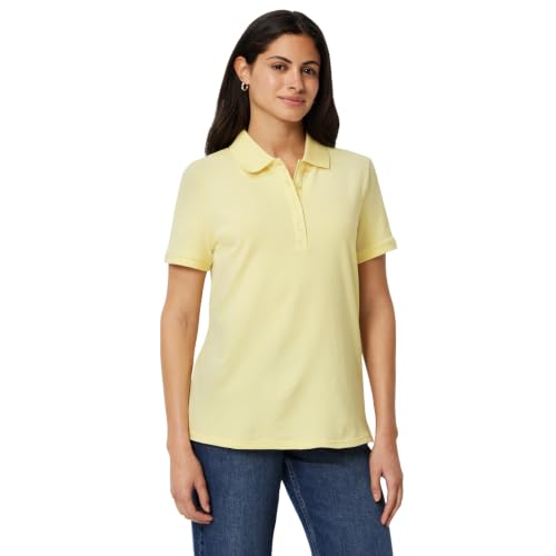 Amazon Essentials Womens Regular-Fit Short-Sleeve Polo Shirt Pastel Yellow X-Large
