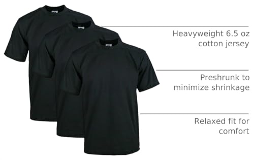 Image of Pro Club Men's 3-Pack Heavyweight Cotton Short Sleeve Crew Neck T-Shirt