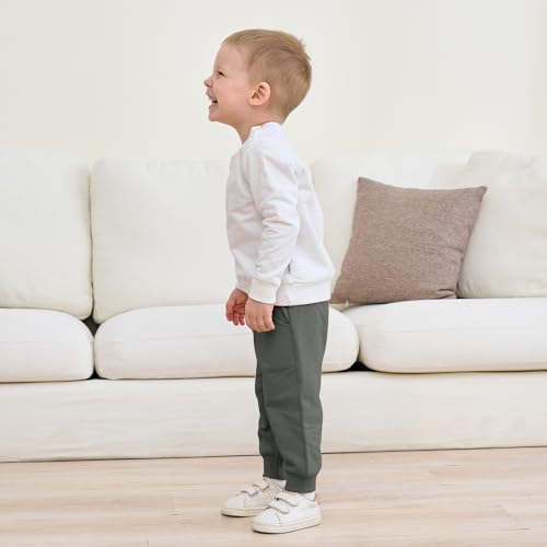 DREAM BUS 2 Pack Toddler Boy Pants with Pockets Baby and Toddler Jogger Pants, Cotton Sweatpants for 9 Months - 4T4