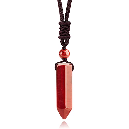 TIKCAUZ Hexagonal Crystal Necklace Red...