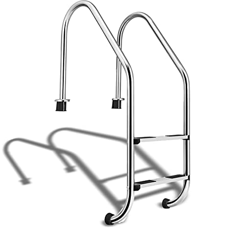 Escalera de piscina de acero inoxidable con 2 peldaños antideslizantes miniatura 1