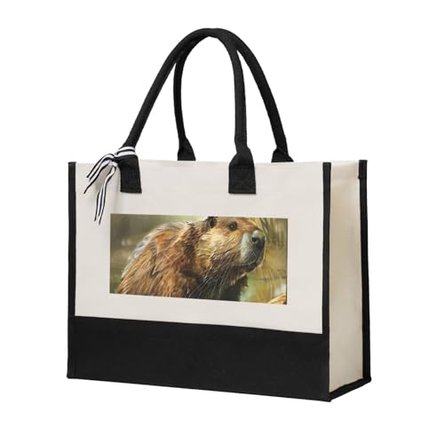 Sac en toile imprimé castor idéal pour les courses et cours