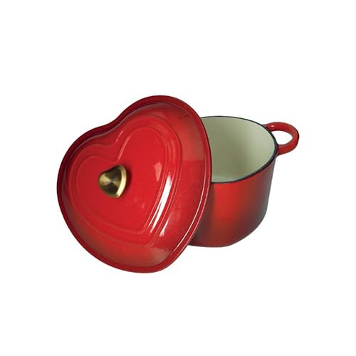 Brandani Casserole cocotte coeur rouge paillettes en fonte émaillée 4 l Ø 23 x 23,5 x h 11,5 cm