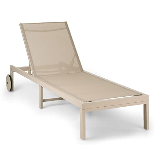blumfeldt Bain de Soleil, Transat Jardin Exterieur, Chaise Longue de Jardin en Polyester, Imperméable, Chaise Longue Pliante, Confortable, Séchage Rapide, Bains de Soleil Design avec Dossier Réglable
