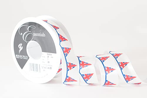 Berisfords Satin Jubilee Ribbon British Bunting 35mm Wide 20m Reel White/Multicolour - Image 2