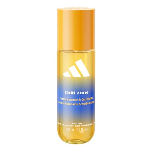 adidas Vibes Chill Zone Acqua profumata spray per corpo e capelli, da Donna, Mood Boosting, Note di Lavanda e Vaniglia, Per Ogni Occasione, 236 ml
