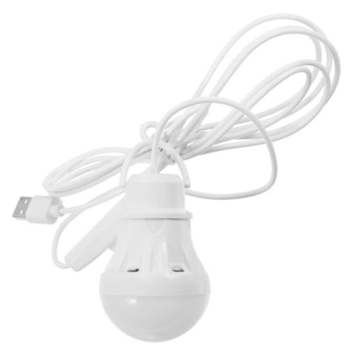 Toyvian Bombilla LED USB Portátil 3w 5v Interruptor y Cable 2.4 M, Luz para Camping y Senderismo, Lámpara Recargable para Exteriores, Tienda de Campaña y Emergencia