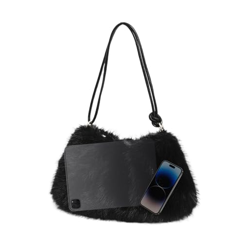 Sac à main pelucheux de grande capacité avec une bandoulière confortable en fausse fourrure douce