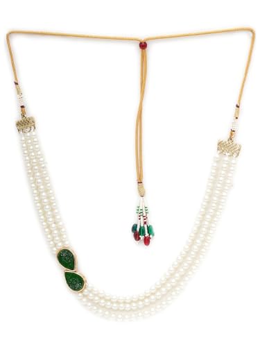 Collar en capas de perlas para bodas y fiestas con acabados Kundan en oro