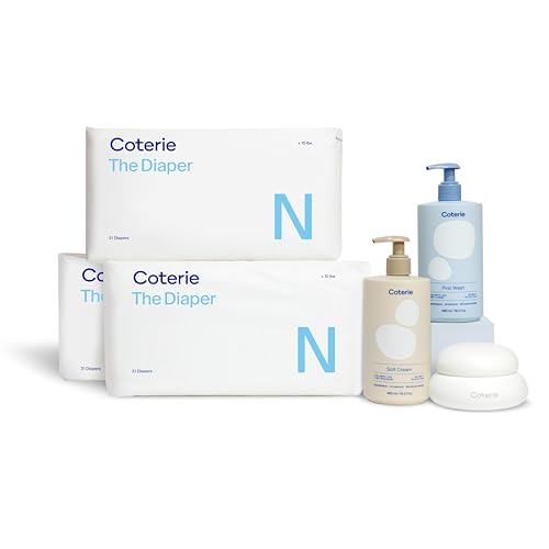 Coterie Skincare Essentials Set | Newborn Diapers (93 Count) + 16.2 oz Shampoo & Body Wash 16.2 oz. Face & Body Lotion 4.7 oz Diaper & Dry Skin Balm | Hypoallergenic Safe for Sensitive Skin