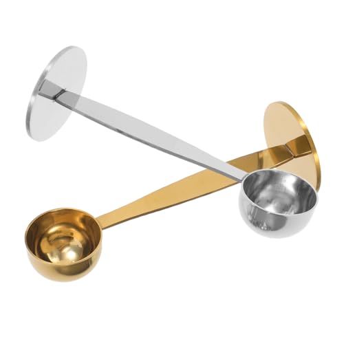 STOBAZA 2Pcs Stainless Steel Espresso Scoop Tamper Dual Purpose Measuring Spoon for Precision Tamping and Coffee Preparation Compact Tool for Home Office Use