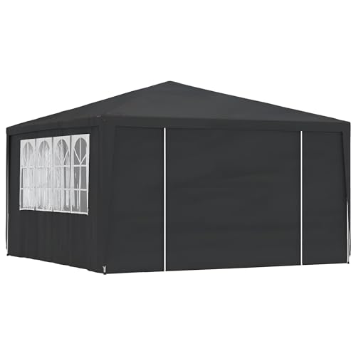 Partyzelt 4x4 mit Seitenwänden in Weiß oder Anthrazit | Pavillon 4x4 wasserdicht, stabil, Winterfest mit Seitenlinie | Gartenpavillon, Gartenzelt, Bierzelt, Zelt Garten Metall (Schwarz)