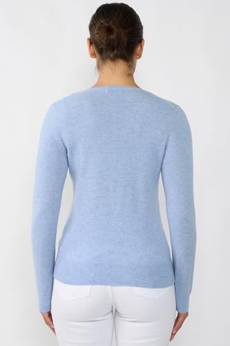 Image of JENNIE LIU Women's 100% Pure Cashmere Long Sleeve Pullover V Neck Sweater