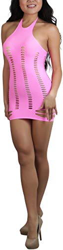 Image of ToBeInStyle Women's Stretch See Through Fishnet Novelty Mini Rave Party Dress